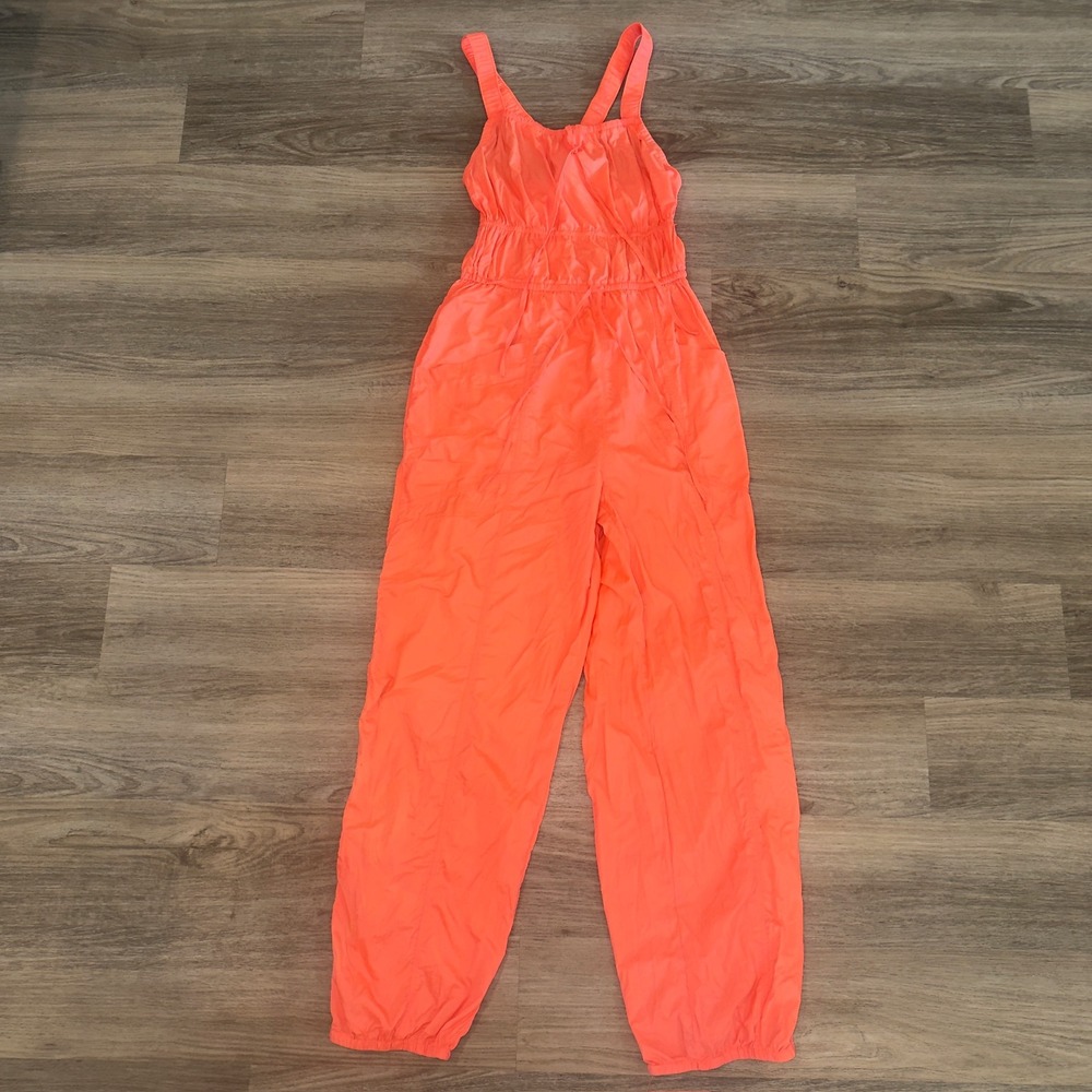 Free People FP Movement Tropic Sport One Piece Jumpsuit Neon Orange Small